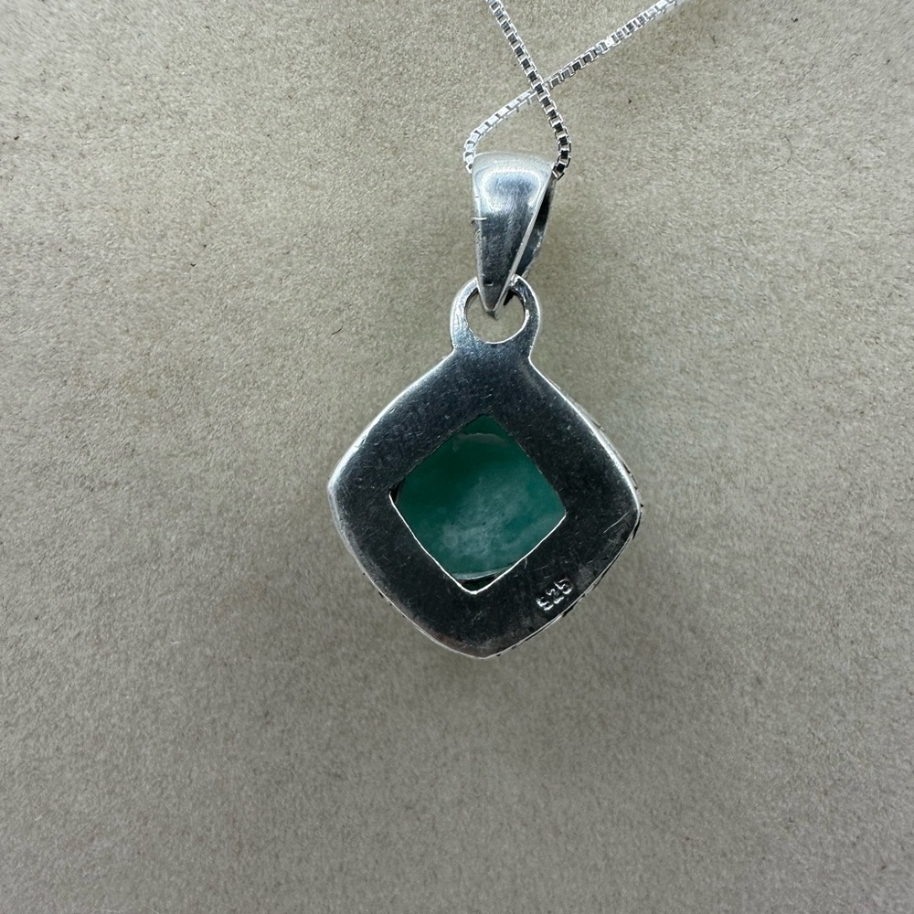 Silver Amazonite Pendant on Silver Chain - Picture 4 of 8